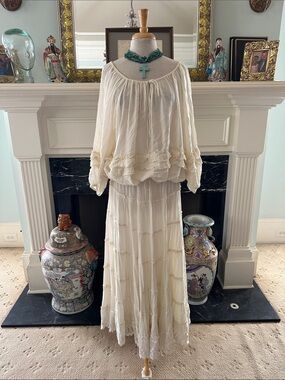 Romantic Cream Tiered Maxi Dress